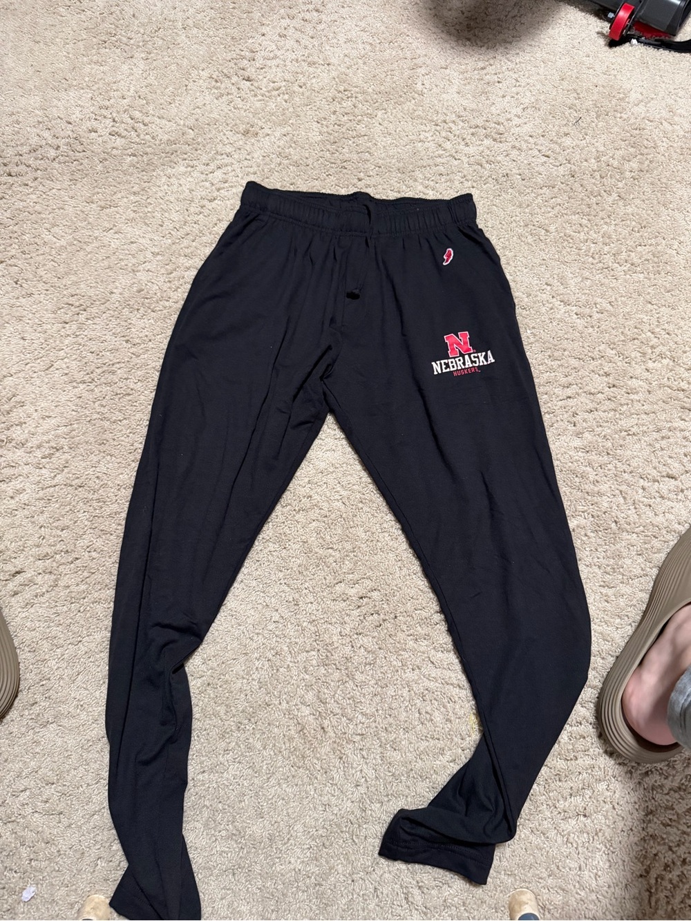 League Black Joggers with Red Nebraska Logo